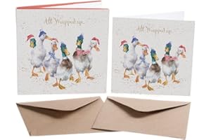 Wrendale Designs luksusowe pudełko na kartki świąteczne zestaw wszystkich owiniętych gęsi i kaczki
