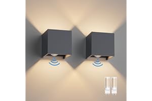 ‎KLIGHTEN Klighten 2 Stück LED Wandleuchte mit Bewegungsmelder Innen/Außen 3000K Außenlampe mit Bewegungsmelder Wandlampe Einstellbar Abstrahlwinkel, mit Austauschbarer G9 LED Lampe (Anthrazit)