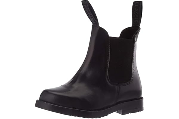 Rhinegold Childs Young Rider COMFEY CLASSIC LEATHER JODHPUR BOOTS - Traditional Horse Riding Boots - No Zip, Easy On/Off, Elastic Sides, Girls and Boys Equestrian Ankle Boots, Black or Brown