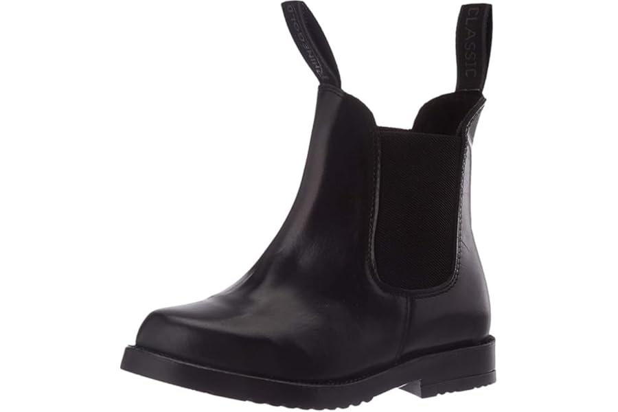 Rhinegold Childs Young Rider COMFEY CLASSIC LEATHER JODHPUR BOOTS - Traditional Horse Riding Boots - No Zip, Easy On/Off, Elastic Sides, Girls and Boys Equestrian Ankle Boots, Black or Brown
