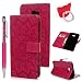 Produktbild Idlehour J4 Plus 2018/J4 Prime Handyhülle Flip Case für Samsung Galaxy PU Leder Case Cover Magnet Schutzhülle Tasche Skin Ständer Handytasche,Rosarot Sonnenblume