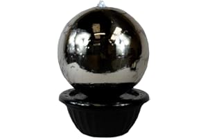 DIRECT GLOBAL TRADING 30cm Sphere Stainless Steel Water Feature with LED Lights
