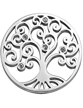Quiges - Edelstahl Lebensbaum Coin 25mm in verschiedenen Farben