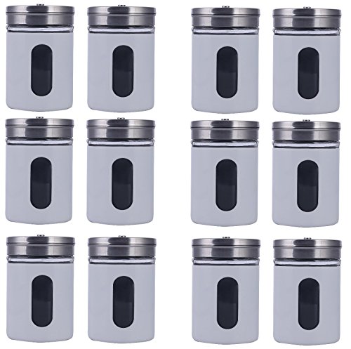 12 Weiß Gewürzstreuer SET aus Edelstahl STAR-LINE® Mit Sichtfenster 80 ml Vorratsgläser Gewürzdosen Streudosen