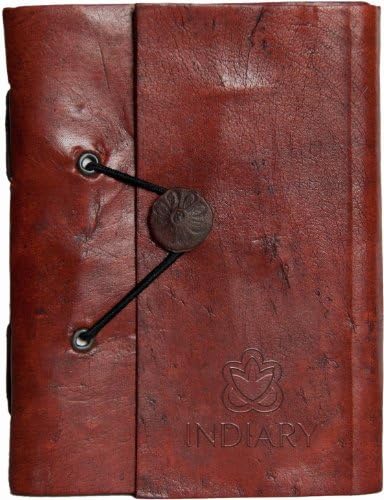 Indiary luxury notebook buffalo leather and handmade paper, leather shuffle