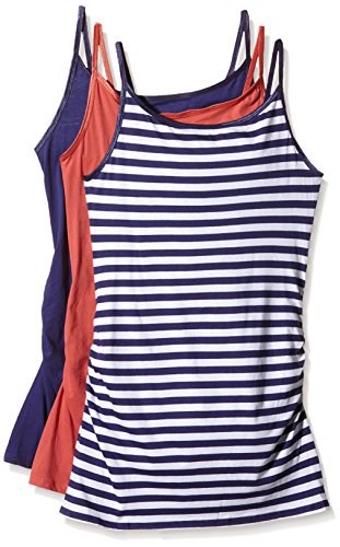 New Look Maternity Women's Pack of 3 Stripe Shoestring Sleeveless Maternity Vest Top, Pink (Mid Pink), 14