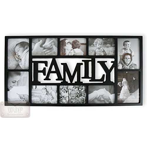 WOP-ART Bilderrahmen Family für 10 Fotos in schwarz oder weiß (Family schwarz)