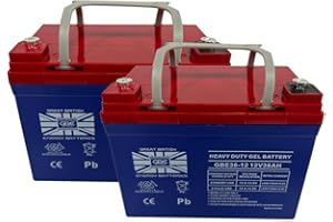 Great British Energy Batteries - Heavy Duty Gel Leisure Battery 2x 12v 33ah Reliable and Long Lasting Replacement Mobility Scooter Batteries also used in Electric Wheelchairs