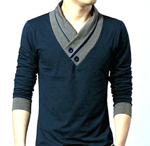 Redbrick Men's Cotton T-Shirt (AE-1112_Navy blue_Large)