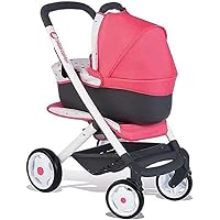 Poussette Jumeaux Pour Poupons Smoby Bébé Confort - Gris, Roues Silencieuses Multidirectionnelles - Avec Panier De Rangement - Pour Enfants Dès 3 Ans