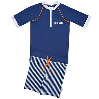 FEDJOA - Maillot de bain Anti UV et Anti Sable UPF 50+ - LUIGI - 4/5 ans 15-18 kg - Bleu/Blanc