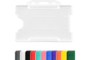 CKB LTD Białe jednostronne sztywne wsuwane uchwyty na identyfikatory z otwartą twarzą poziomy/krajobrazowy plastikowy ochraniacz na przepustkę - mieści 86 mm 54 mm cr80 rozmiar karty kredytowej opakowanie 100