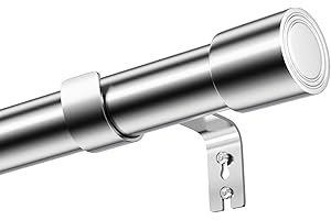 Gardinenstange Ausziehbar Vorhangstange mit Halterungen 25 mm Durchmesser Curtain Rod Verstellbare Dekorative für Schlafzimmer,Ösenvorhänge,Fenster70-155 cm,Silber