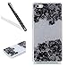 Huawei P8 Lite Case,Huawei P8 Lite Bling Case,Leeook Creative Shiny Glitter Hard Back Cover Pretty Black Flower Pattern Slim Fit Soft Tpu Frame Silver Silicone Rubber Case Cover for Huawei P8 Lite+ 1x Black Stylus-Silver,Black Flower