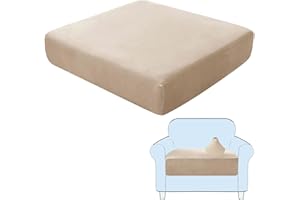 SHUOJIA Sofa Seat Cushion Covers, Stretch Velvet Sofa Cover, Non-Slip Couch Cushion Covers Replacement for Individual Cushion,with Elastic Fabric,Machine Washable (Beige,1-Seater)