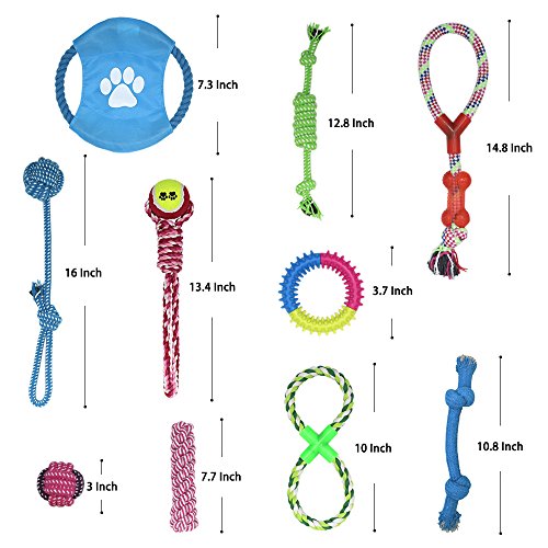 Pet-Dog-Rope-Toy-for-Small-to-Medium-Dogs-Set-of-10-Variety-Training-Toy-Gift-Set-for-Puppy-Doggie-Teeth-Cleaning-Assortment-of-Tassels-Tug-Rope-Chew-Cutton-Ball-Rubber-Dental-Toy