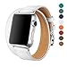 Produktbild WAfeel Apple Watch Armbänder 38mm Doppel-Tour-Kombination Echtes Lederband Wiedereinbau Uhrenarmbänder mit Metallschließe für Apple Watch Series 3 2 1(Weiß)