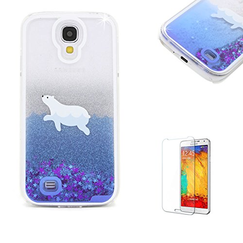 Für Samsung Galaxy S4 Hülle,Für Samsung Galaxy S4 Flüssigkeit Handyhülle,Funyye Luxus Luxuriös [Bunten Muster] Liebe Herzen Star Fließt Treibsand Durchsichtige Handytasche Glänzend Glitzer Diamond Diamant Fließen Flüssig Flüssigkeit Handyhülle Handy Hülle Case Tasche Crystal Case Durchsichtig Schutzhülle Etui Bumper Für Samsung Galaxy S4 + 1 x Frei Displayschutzfolie - Silber Glitter,Weiße Dichtung