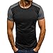 Produktbild UJUNAOR Herren T-Shirt Basic Rundhals Shirt - Männer Kurzarm Fitnessstudio Gym Training Sport Tops Bluse Slim-Fit mit Rundhals(Schwarz,X-Large)