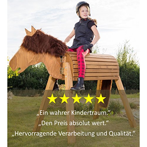 Wooden Standing Horse Toy | Play Horse XXL | Alternative to Large Rocking Horse | Handmade in Germany | Highest quality from Wildkinder | Robust, Stable, Secure | For Outdoors, Garden and Indoors | Weatherproof Glaze | Delivered Pre-assembled | Very Simple to Assemble | Color: Medium Brown with Dark Brown Mane Wooden Standing Horse Toy | Play Horse XXL | Alternative to Large Rocking Horse | Handmade in Germany | Highest quality from Wildkinder | Robust, Stable, Secure | For Outdoors, Garden and Indoors | Weatherproof Glaze | Delivered Pre-assembled | Very Simple to Assemble | Color: Medium Brown with Dark Brown Mane