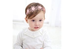 Fashband Baby Girls Headbands Elastic Lace Flower Hairband Pink Soft Hair Accessories for Newborn Infant Toddler