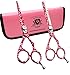 Produktbild BeautyTrack- Pink Profi Haarschere Set -Haar Schere Effilierschere -handgefertigt Scheren Set -Edelstahl- Rechtshänder -Razor Sharp,Friseur & persönlichen Verwenden-Schraube Fingerablage gratis Beutel