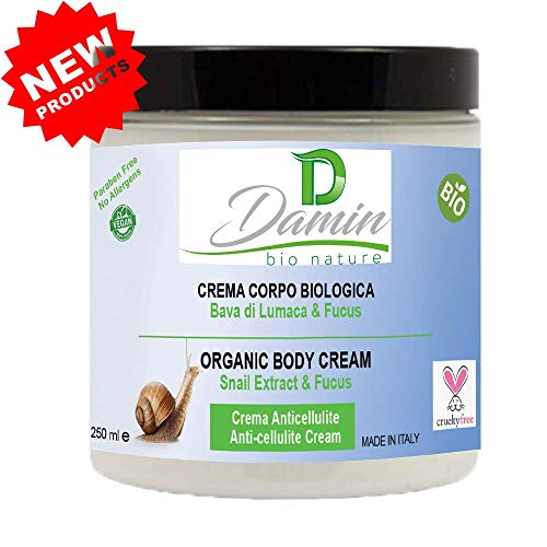 Damin Bio Nature Crema Corporal Natural Anticelulítica con Baba de Caracol Cacao y Café- Tonificante Adelgazante Antiestrías 250 ml Mujer