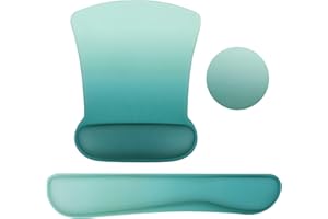 iCasso Mouse mat Wrist Support Set, 3in1 Keyboard Wrist Rest+Ergonomic Mouse Pad + Coaster, Non-Slip Rubber Base Cute Mouse Mat Made Easy Typing and Relieve Wrist Pain (Grey&Green)