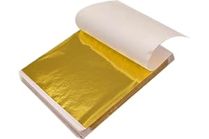 SUKEVITOR 200 Pcs Gold Leaf Sheets, Gold Foil Sheet for Art, Leaf Foil Paper for Crafts, Resin Arts, Furniture, Canvas, Decorating etc