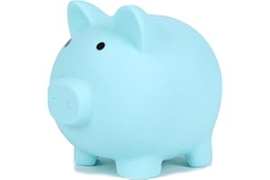 H&W Blaues Sparschwein,Unzerbrechliches Sparschwein für Kinder,Niedliche Münzbank,Plastikspardose,Beste Geburtstagsgeschenke Heimdekoration