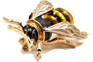 CROWNOFRIBBONS Honey Bee Brooch, Enamel Bumble Pin, Gardening Gift Mum, Cute Insect, Christmas Stocking Filler For Her