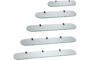 HomeHeng Mensola da bagno in vetro temperato con 8 mm di spessore e staffe in acciaio inox SUS 304, 50 cm, rettangolare, antiruggine, supporto da parete, E3307-50 MB