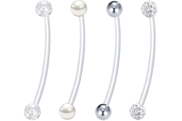 14G Piercing Nombril Grossesse Maternité Anneaux Plastique Transparent Bioflex Flexible Retainers Piercing Nombril Ventre Anneaux Ventre Barre 1&1/2''(38mm) Longueur Ajustable 5 Styles