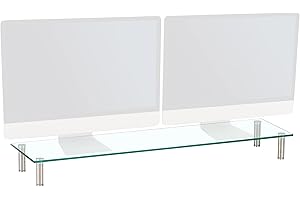 Charles Jacobs Dual/Twin Monitor Riser Stand - 100cm Wide - Clear 10cm Tall
