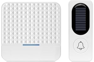 Hasaller Sonnette de porte sans fil étanche à énergie solaire sans fil Installation rapide et facile En métal ABS Sonnette Sans Fil Intelligente Solaire Pour grandes maisons hôtels villas