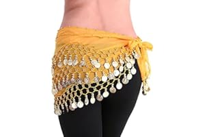 YiLang Ceinture Danse Orientale Femme Fille Foulard Danse du Ventre Belly Dance Soie Foulard à Sequin Écharpe Déguisement