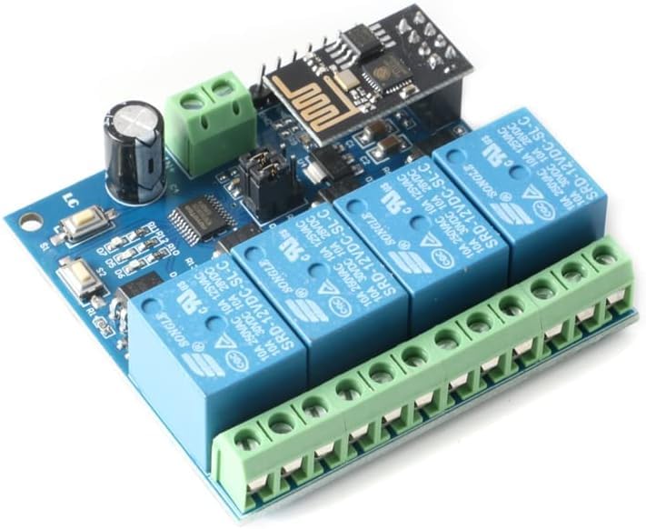REES52 ESP8266 ESP-01 4 Channel 5V WiFi Relay Module 5V IOT Wireless Smart Home Device WiFi Relay Internet of Things ESP-01 Module Board for Phone APP Remote Control