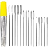 15 Pieces Large Eye Needles, Stainless Steel Blunt Eye Needles, 3 Sizes Hand Sewing Needles, Darning Needle, with Needles Tra