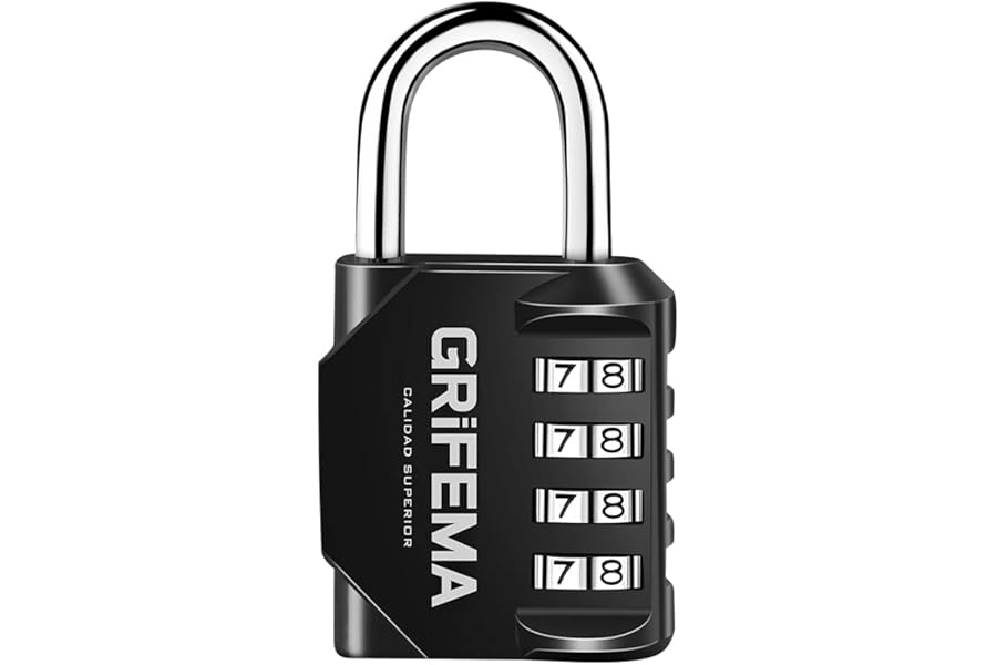 GRIFEMA Combination Padlocks with 4 Digit Code, Locker Padlock Outdoor Heavy Duty Weatherproof for School Gym Locker cabinet, Garage, Gate, Shed GA1001-1 (1 PACK), Black