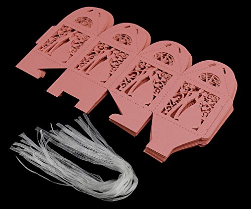25 x Brautpaar Geschenkbox Gastgeschenk Box Kartonagen Hochzeit Deko Rosa Kasten - 2