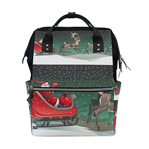 Preisvergleich Produktbild Coosun Weihnachtsmann Schlitten und Reindeers Rucksack Wickeltasche, große Kapazität muti-function Reise-Rucksack