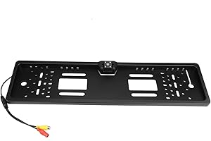 FUERDICH Cámara De Respaldo para Matrícula, Marco Universal para Matrícula De Automóvil, Cámara Trasera De Respaldo Impermeable con Soporte De Gran Angular De 140 Grados para Matrícula Europea(condujo)