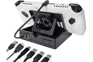 LILITOK Base de Refrigeración Compatible para ROG ALLY/Steam Deck, Disipador de Calor con Ventilador para Consola de Juegos Rog Ally con Puerto de Carga PD 60W & Tipo C & & Puerto USB 3.0 (6 in 1)