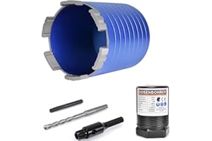 VRIETINA M16 Turbo Diamant Dosensenker 82mm inkl. 6-KANT | 70mm Nutzlänge | 6 Diamantsegmente | Diamant Bohrkrone Kernbohrkrone Dosenbohrer, mit Zentrierbohrer, für Beton, Mauerwerk, Ziegel, Poroton, Putz