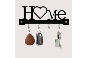 GOSLYLY Portachiavi da parete, ganci per chiavi, montaggio a parete, in metallo nero, ganci per chiavi con4 ganci, resistenti, per corridoio, bagno, cucina, soggiorno, camera da letto, ufficio, garage.