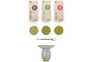 ‎CAÁMATE. Bio Mate Tee Set ● 1 Keramik-Cuia + 1 Bombilla + 3 Matesorten + Zubereitungsanleitung ● bio + fair + Luftgetrocknet ● (retro)