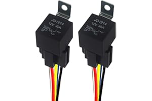 QitinDasen 2 Pieces 5 Pin Car Relay, 12V 40A SPDT Automotive Relay with Harness Socket and 14/16 AWG Pre-Wired, for Car Truck Boat (Black)