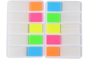 DEOMOR 1600 Stück 16 Set Haftmarker Film Haftnotizen Haftstreifen Page Marker Tab Marker Index Tabs Index Sticky Notes Beschreibbar Bunt für Seitenmarkierung 44*12MM 5 Farbe