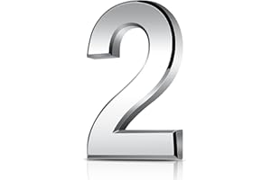 TOCED 3 Inches 3D Mailbox Numbers Waterproof, Self Adhesive Address Number Stickers for Mail Boxes, Hotel Rooms, Door (Silver 2)