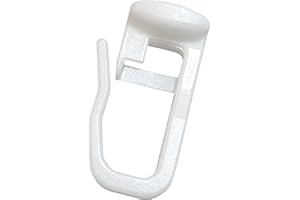 DEKONDO Gancio pieghevole per tenda con testa piatta, 11 x 9 mm, in plastica, bianco (200 pezzi)